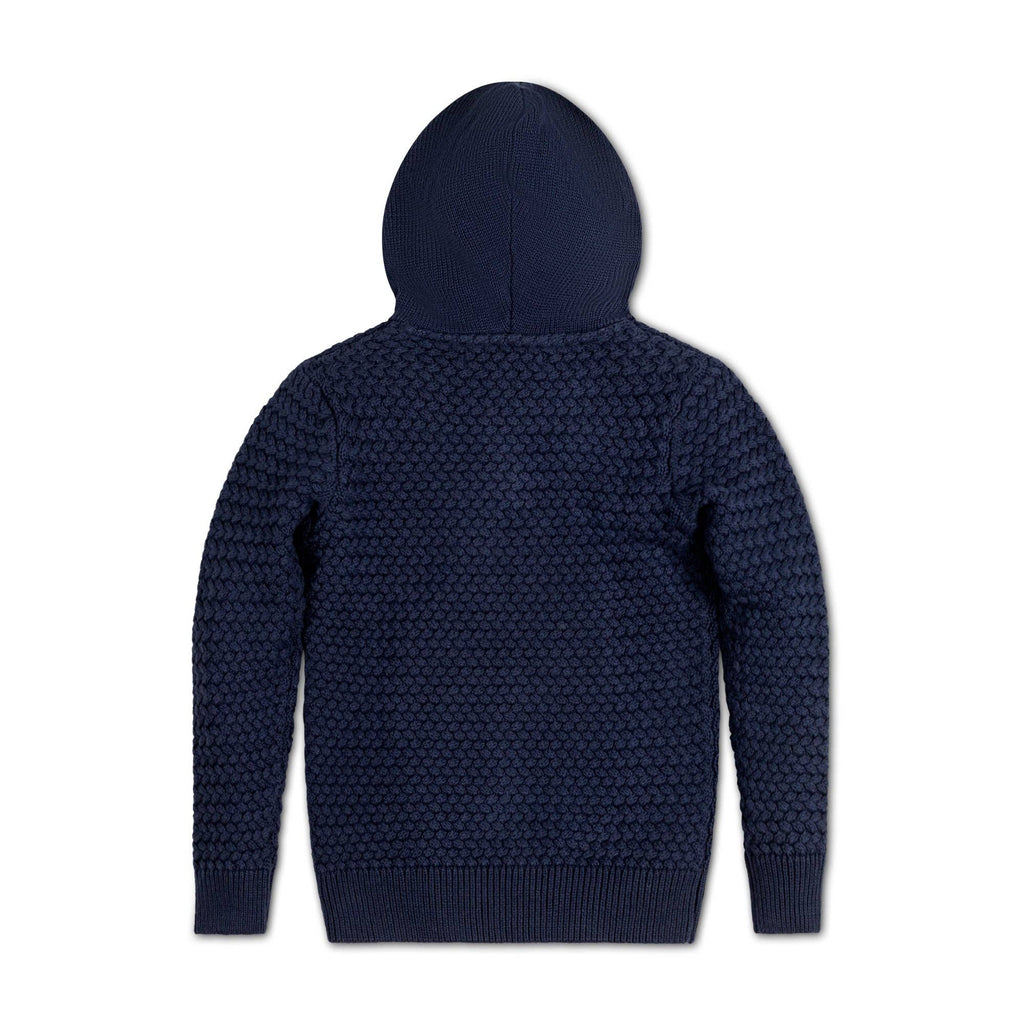 Kid and Baby Hooded Organic Cotton Sweater | Navy