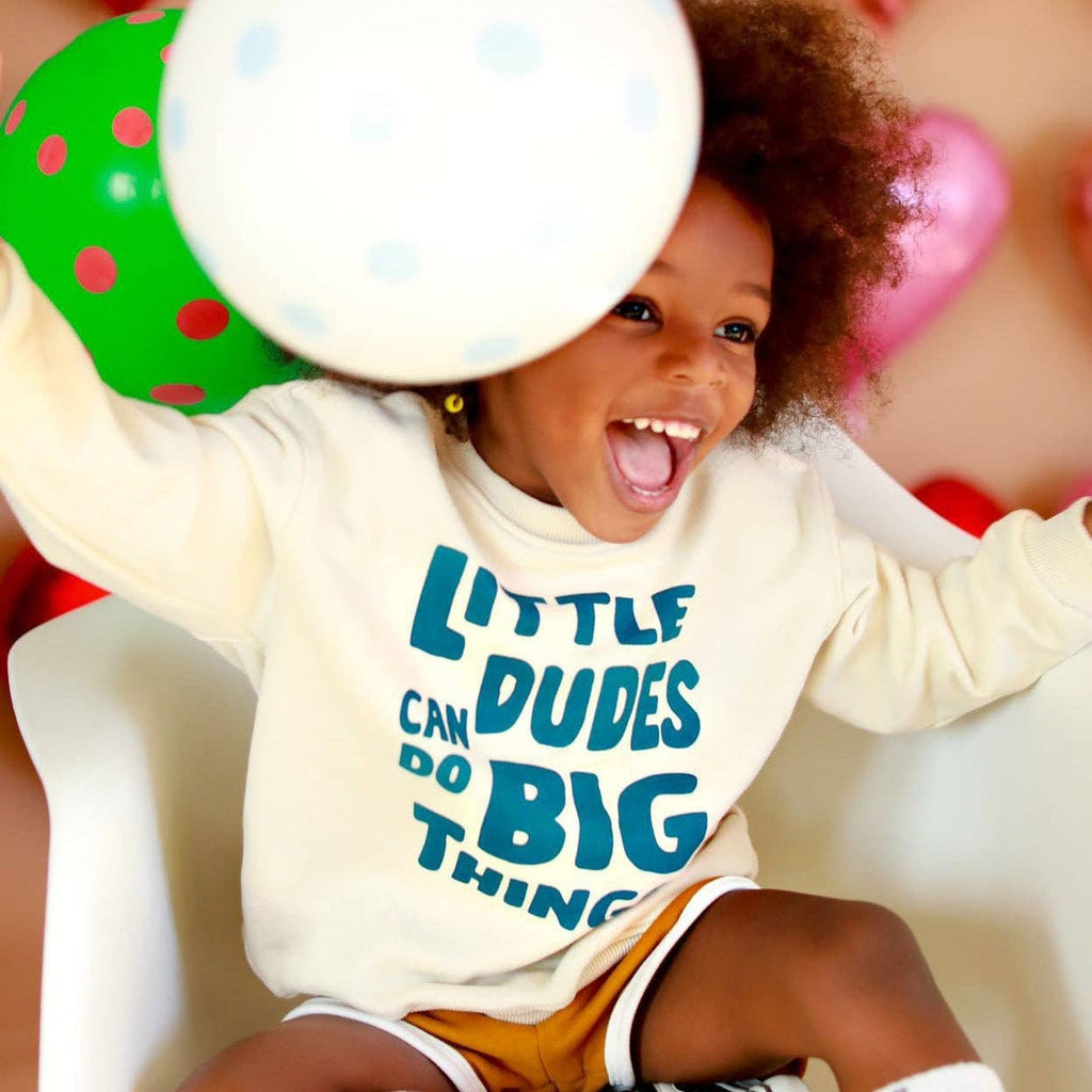 Boy Little Dudes Can Do Big Things Pullover | Natural