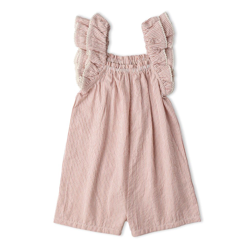 Girls Striped Flutter Jumpsuit | Pink