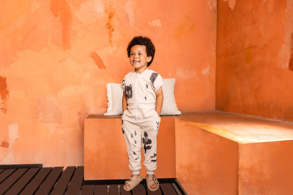 Kids Terry Flightsuit with Print - Sand | OM739