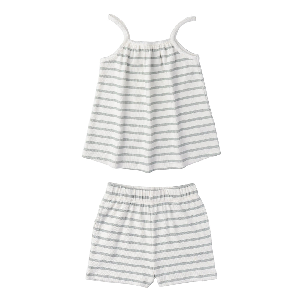 Girls Stripe Top & Shorts Set | White