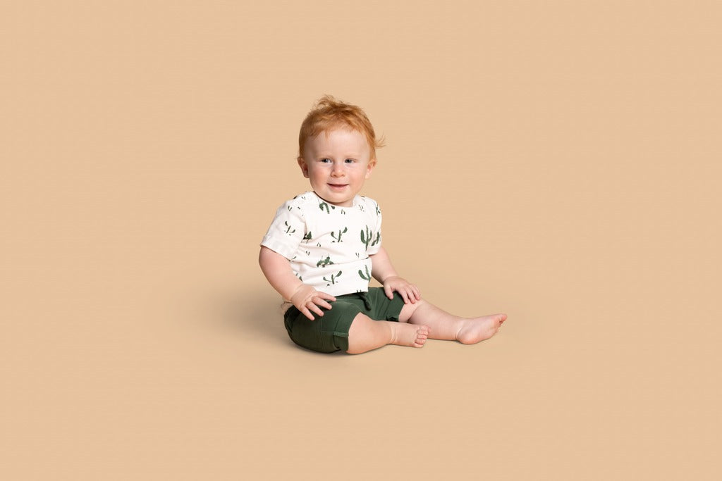 Baby Rolled Up Shorts in Jersey - Green | OM749
