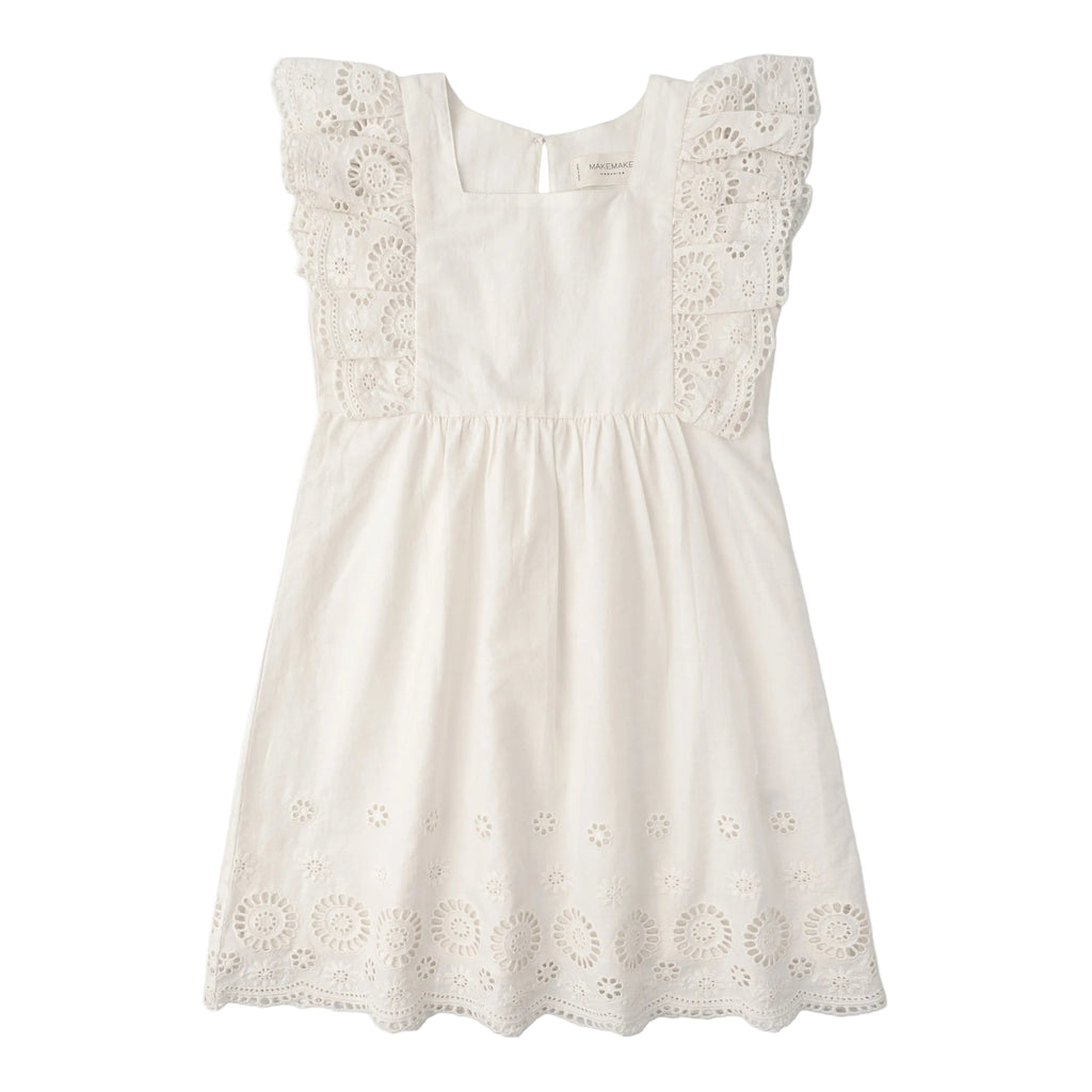 Baby & Girls Organic Eyelet Flutter Dress | Ivory