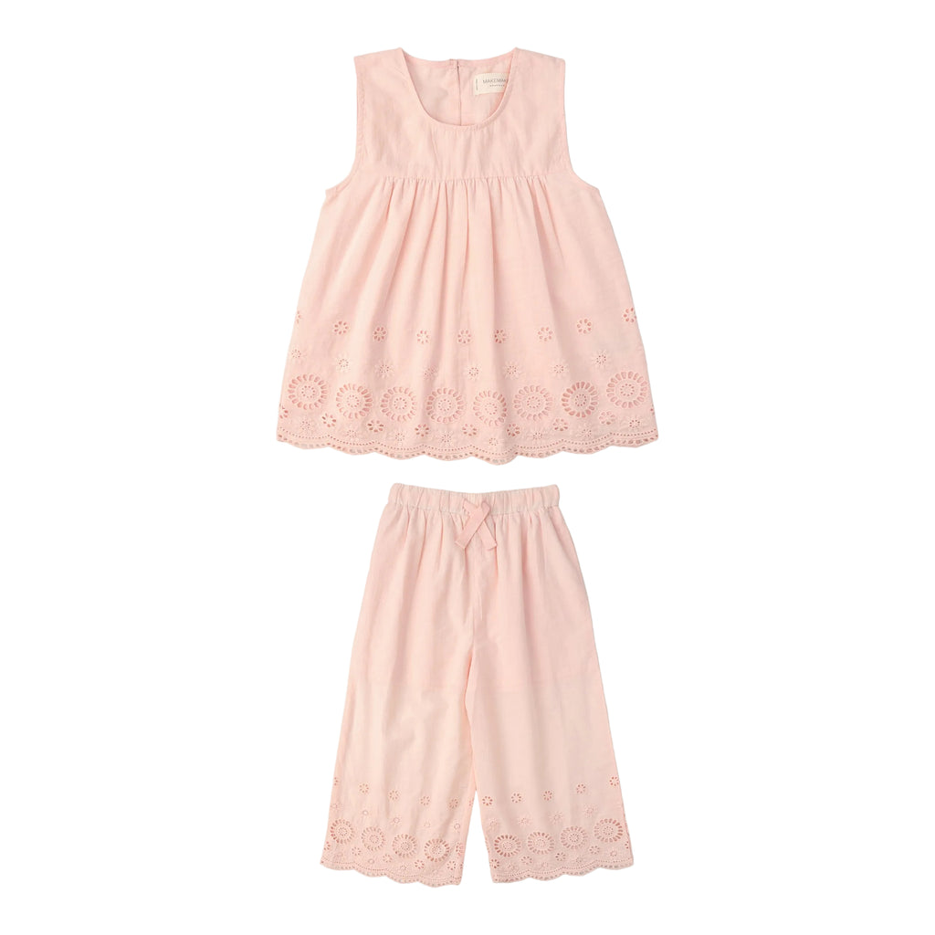 Girls Eyelet Top And Pant Set | Pink