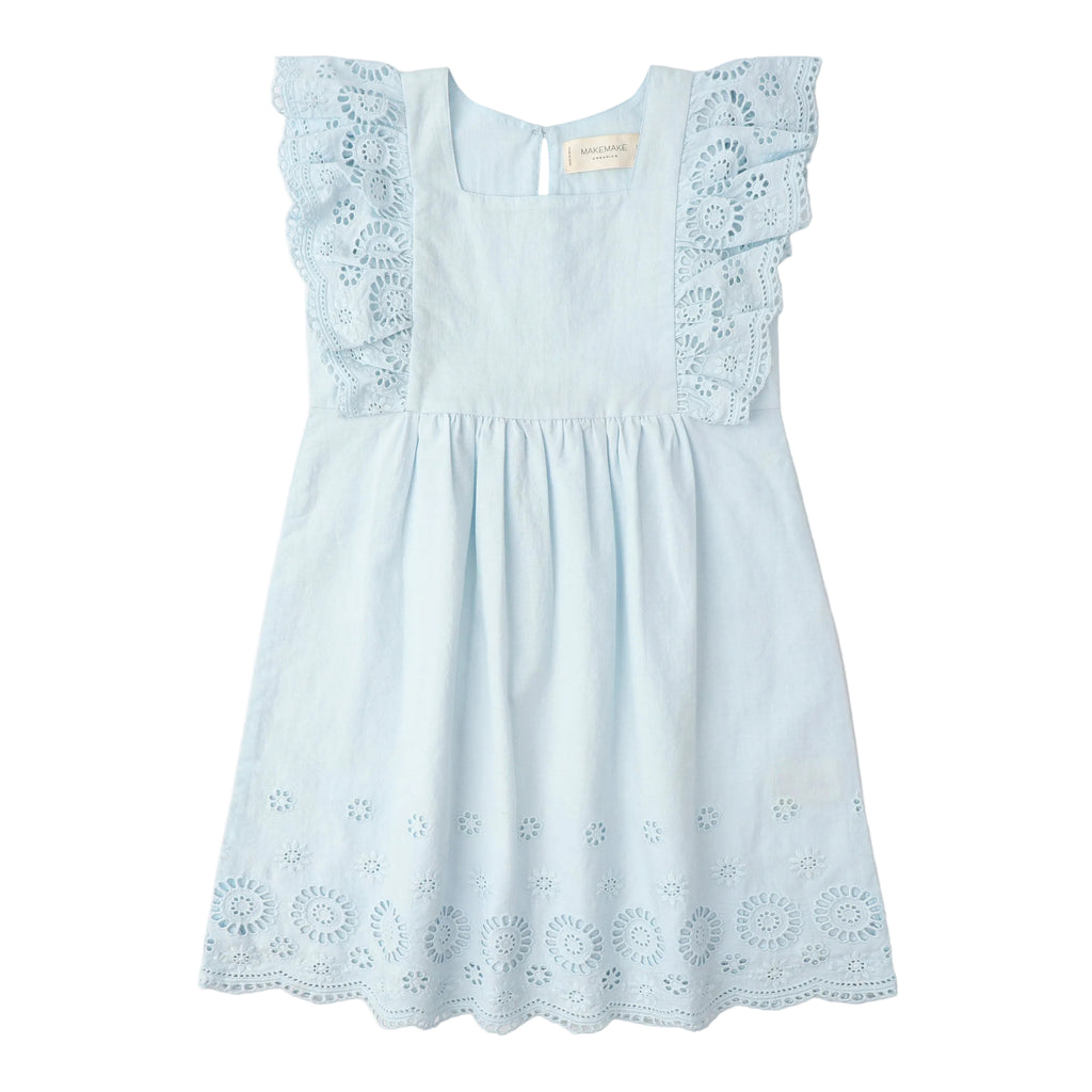 Baby & Girls Eyelet Flutter Dress | Light Blue