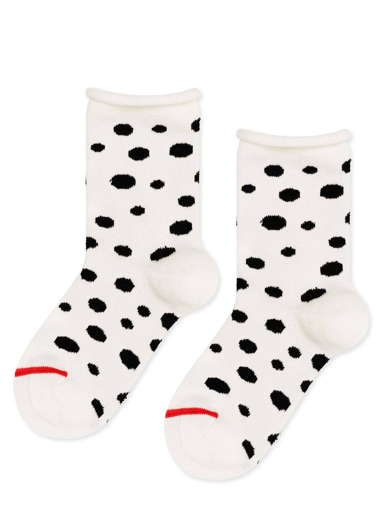 Baby and Toddler Dalmatian Crew Socks | White with Black Polka Dots
