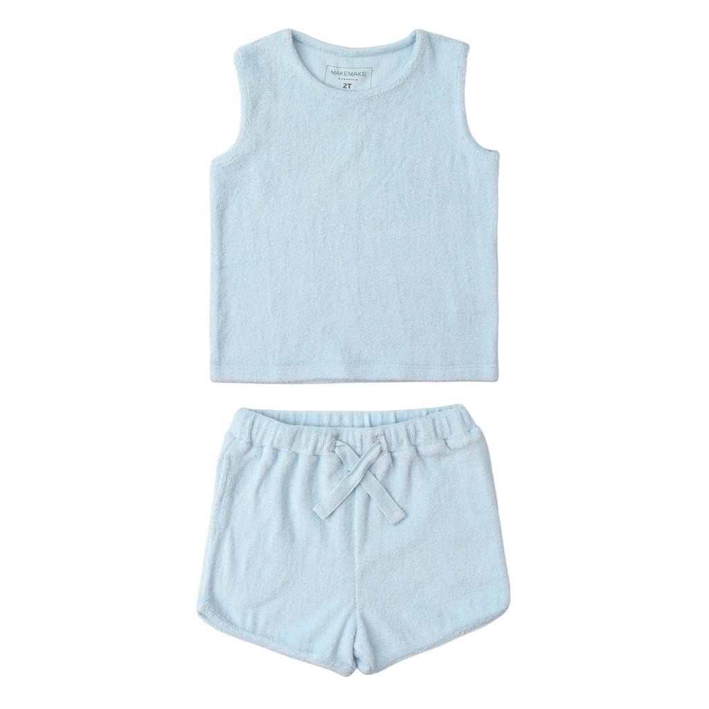 Baby & Kids Sleeveless Tee & Shorts Set | Light Blue