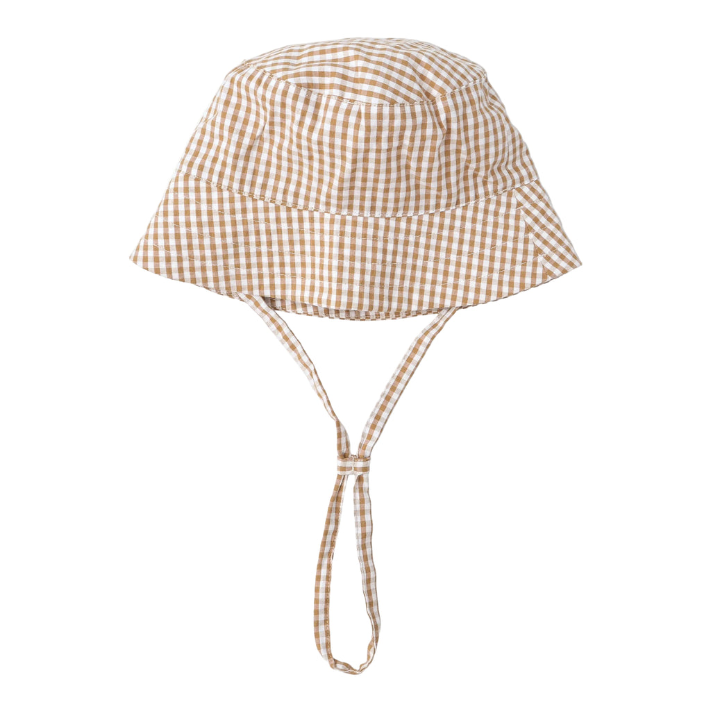 Kids Organic Bucket Sun Hat | Brown Gingham