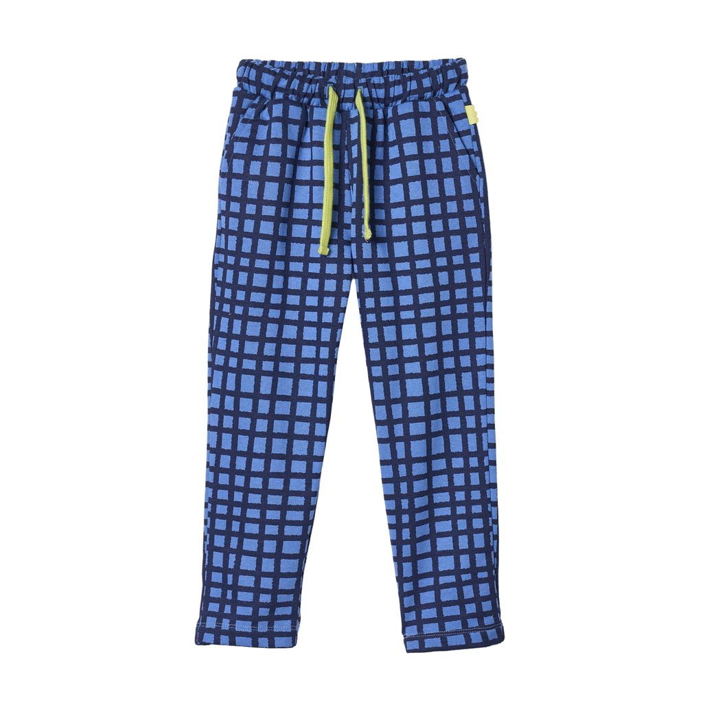 Baby & Kids Recycled Cotton Blue Grid Jogger