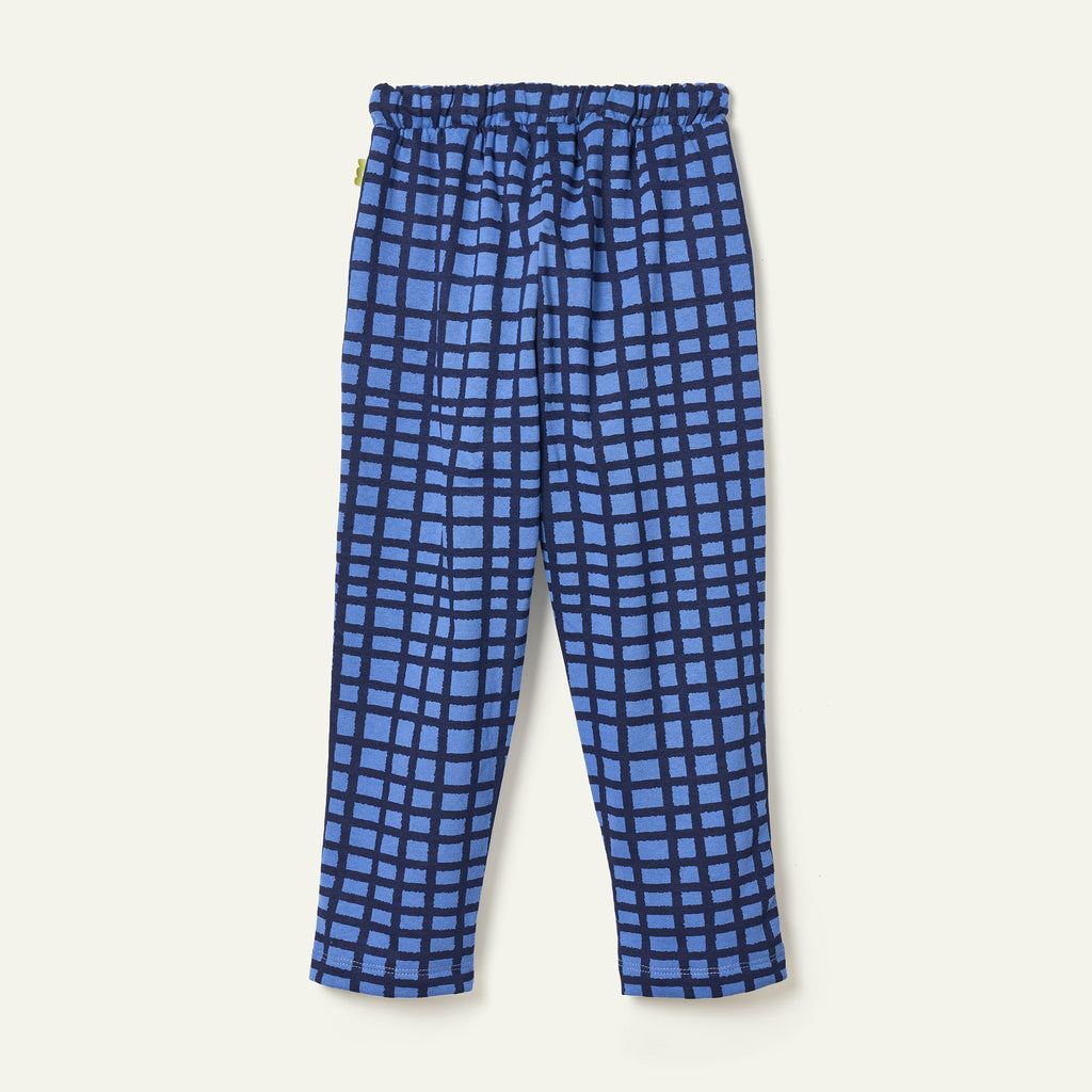 Baby & Kids Recycled Cotton Blue Grid Jogger