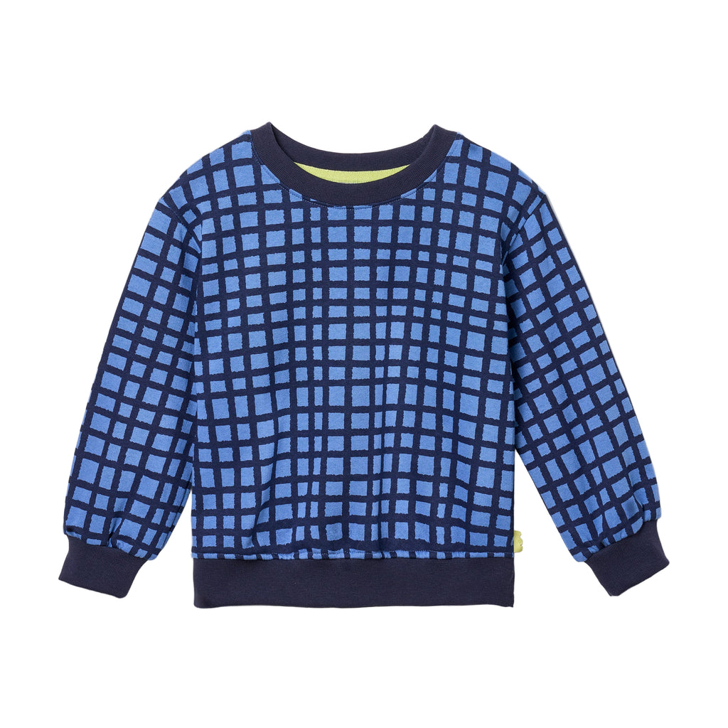 Baby & Kids Recycled Cotton Blue Grid Sweatshirt