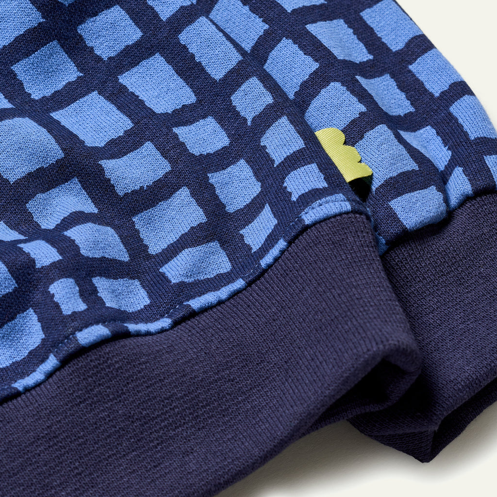 Baby & Kids Recycled Cotton Blue Grid Sweatshirt