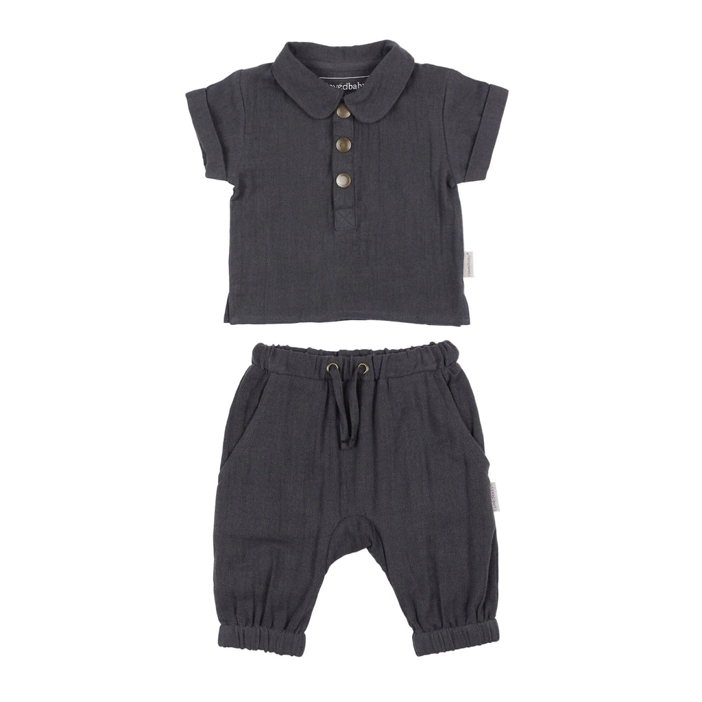 Baby Organic Muslin Tee & Harem Pant Set | Chia Seed