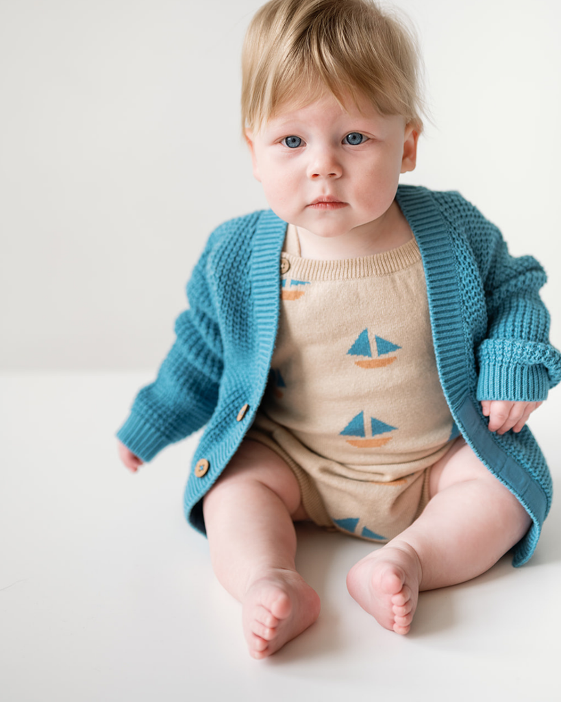 Baby Frankie Romper with Boats Pattern | Sand