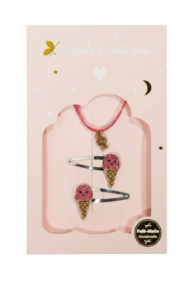 Ice Cream Hair Clips & Candy Bracelet Set