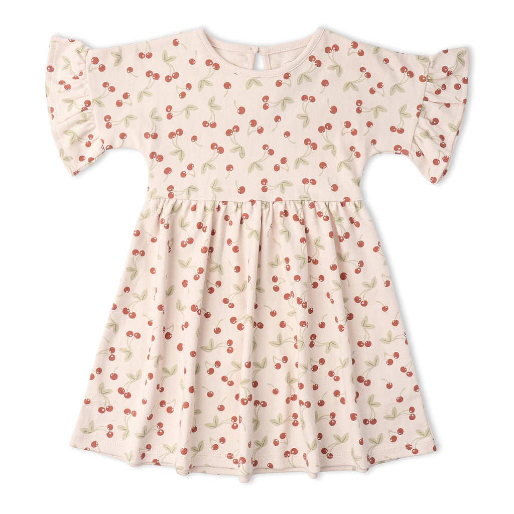Baby & Girls Cherry Print Dolman Sleeve Dress | Cream