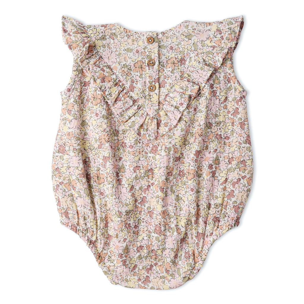 Baby Sleeveless Ruffle Bubble Romper | Floral Print