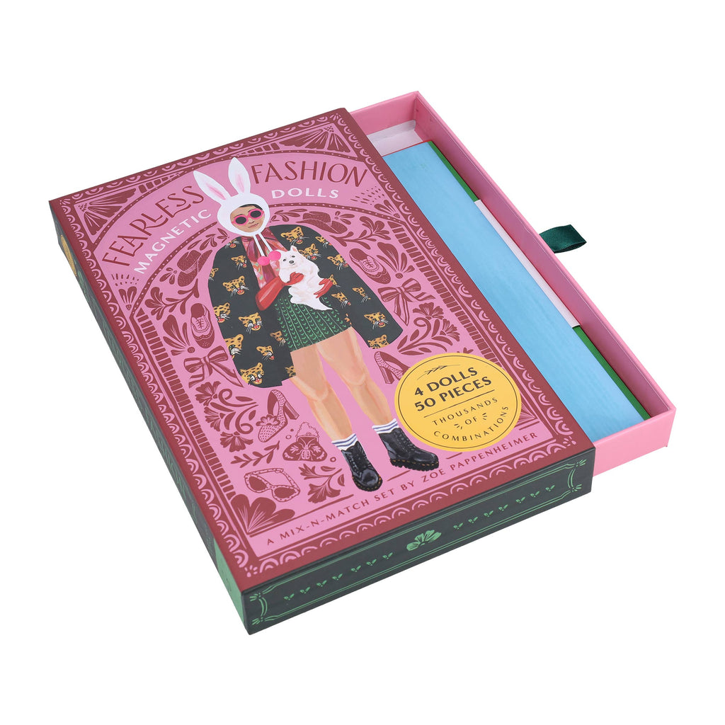Close-up of interchangeable outfits and accessories for dolls