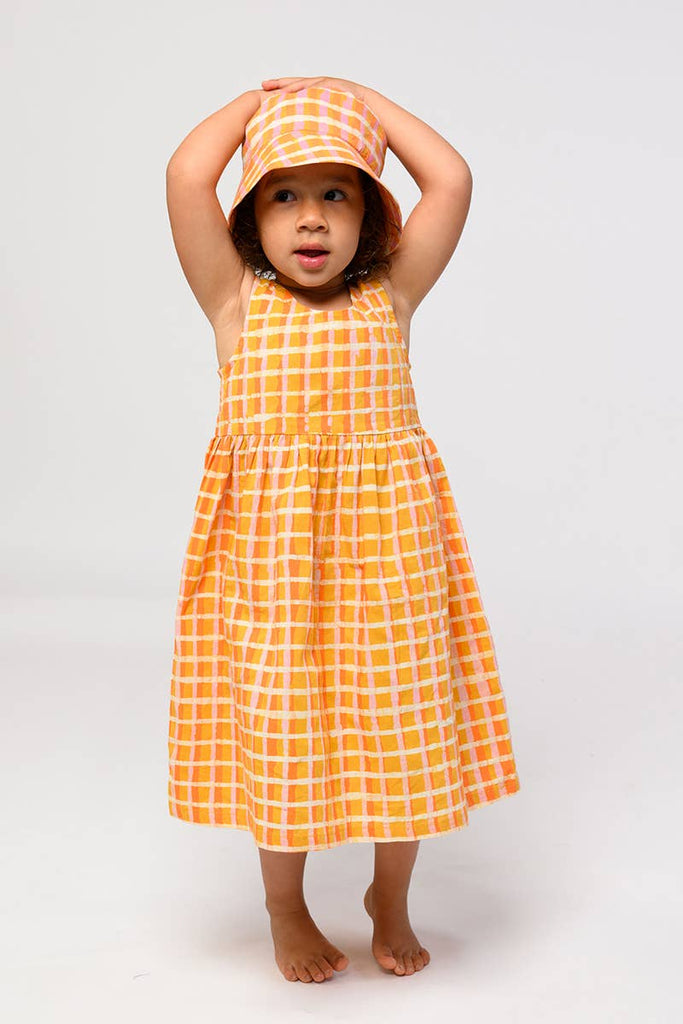 Girls Sundress in Organic Cotton | Yellow Plaid