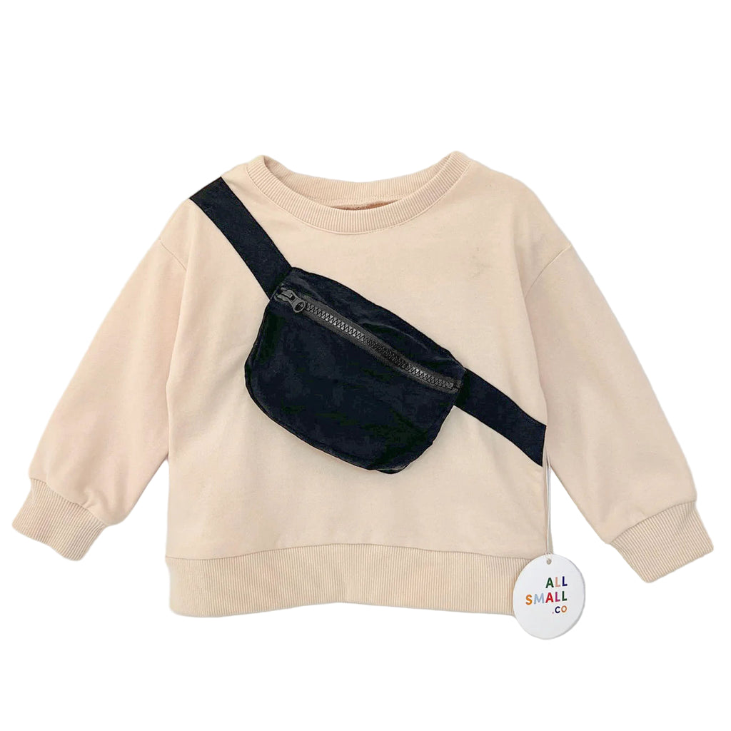 Kids Belt Bag Crewneck Sweatshirt | Cream