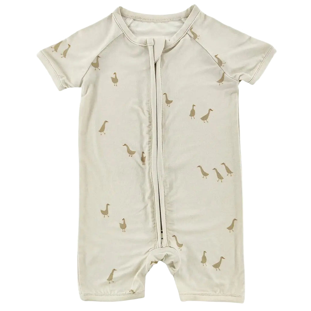 Baby Bamboo Jersey Short Romper | Silly Goose Cream