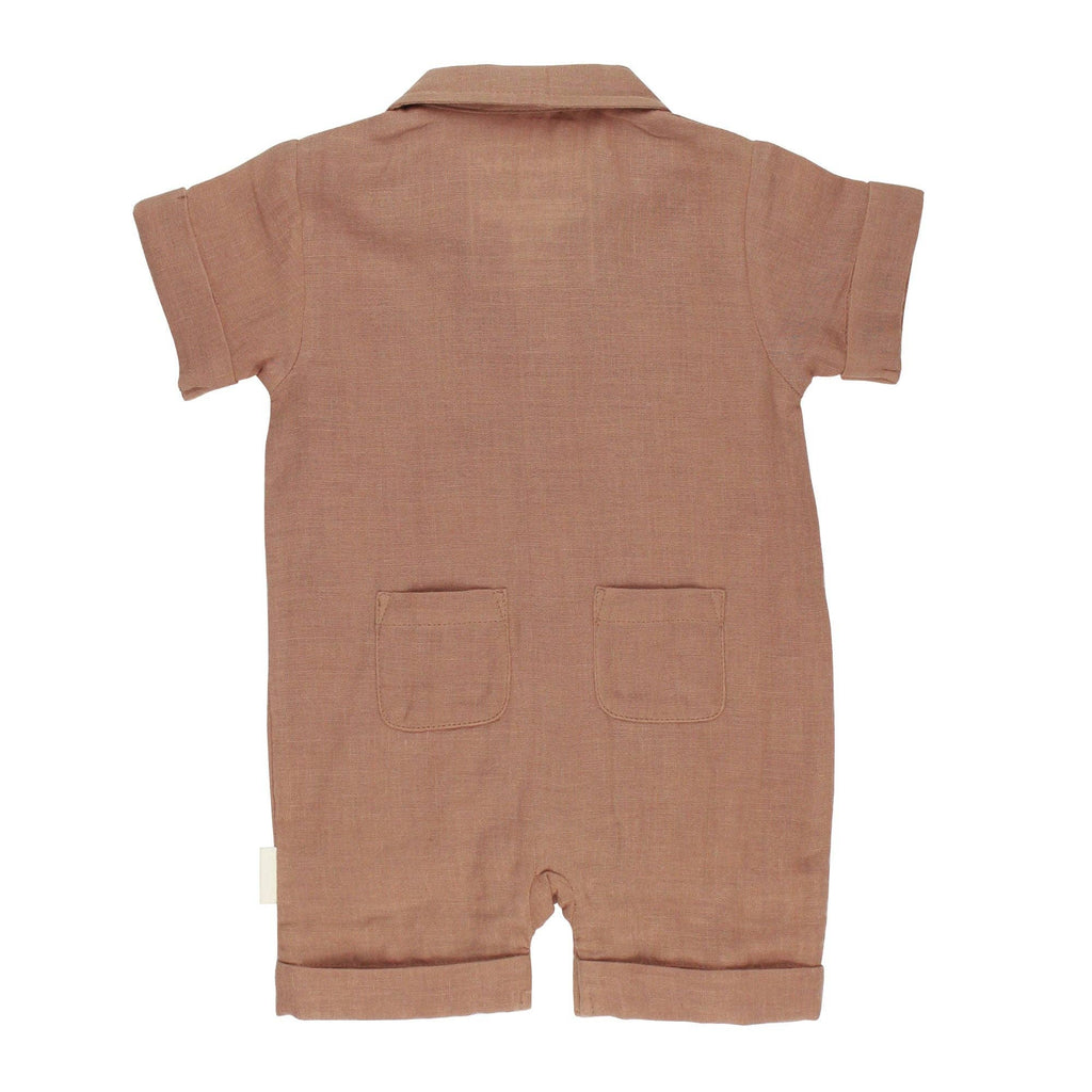 Baby Organic Muslin Mechanic Jumpsuit | Brown