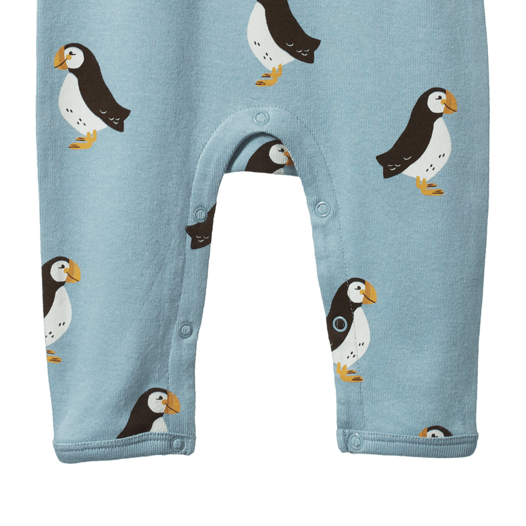 Baby Puffin Bird Print Sleep Suit | Blue
