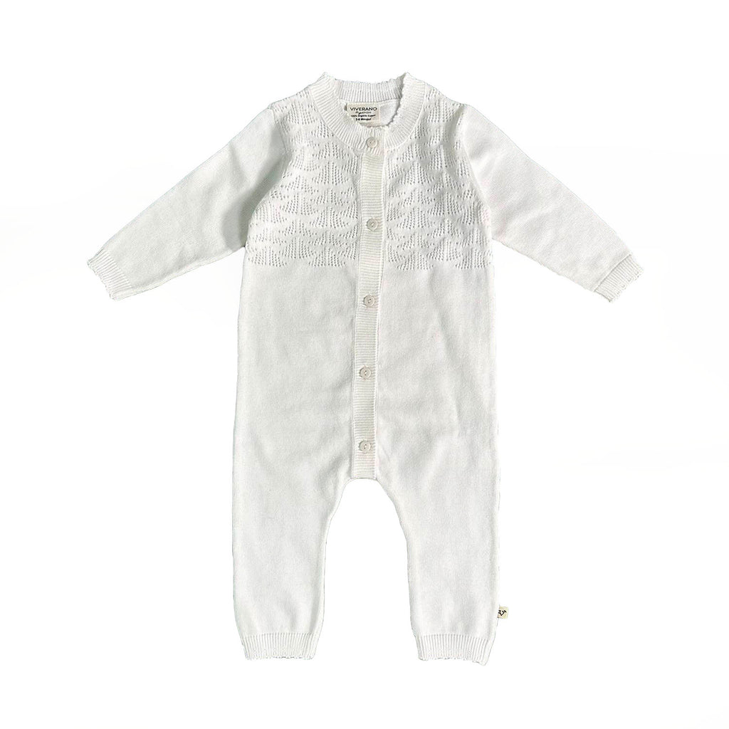 Dove White Delicate Pointelle Baby Jumpsuit