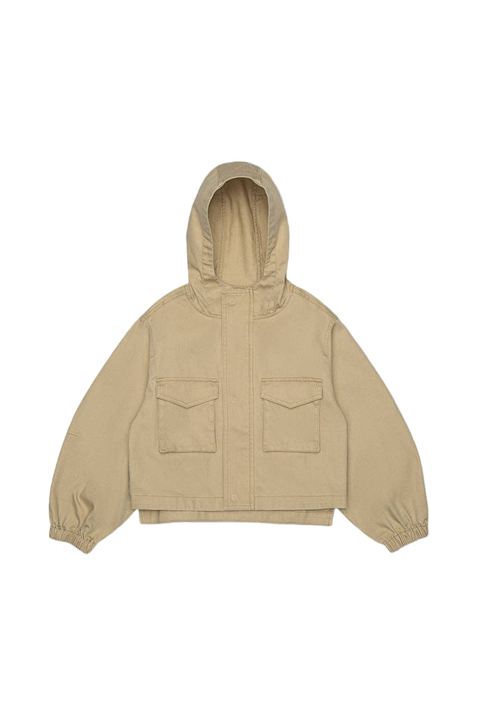 Kids Cropped Cargo Jacket | Tan