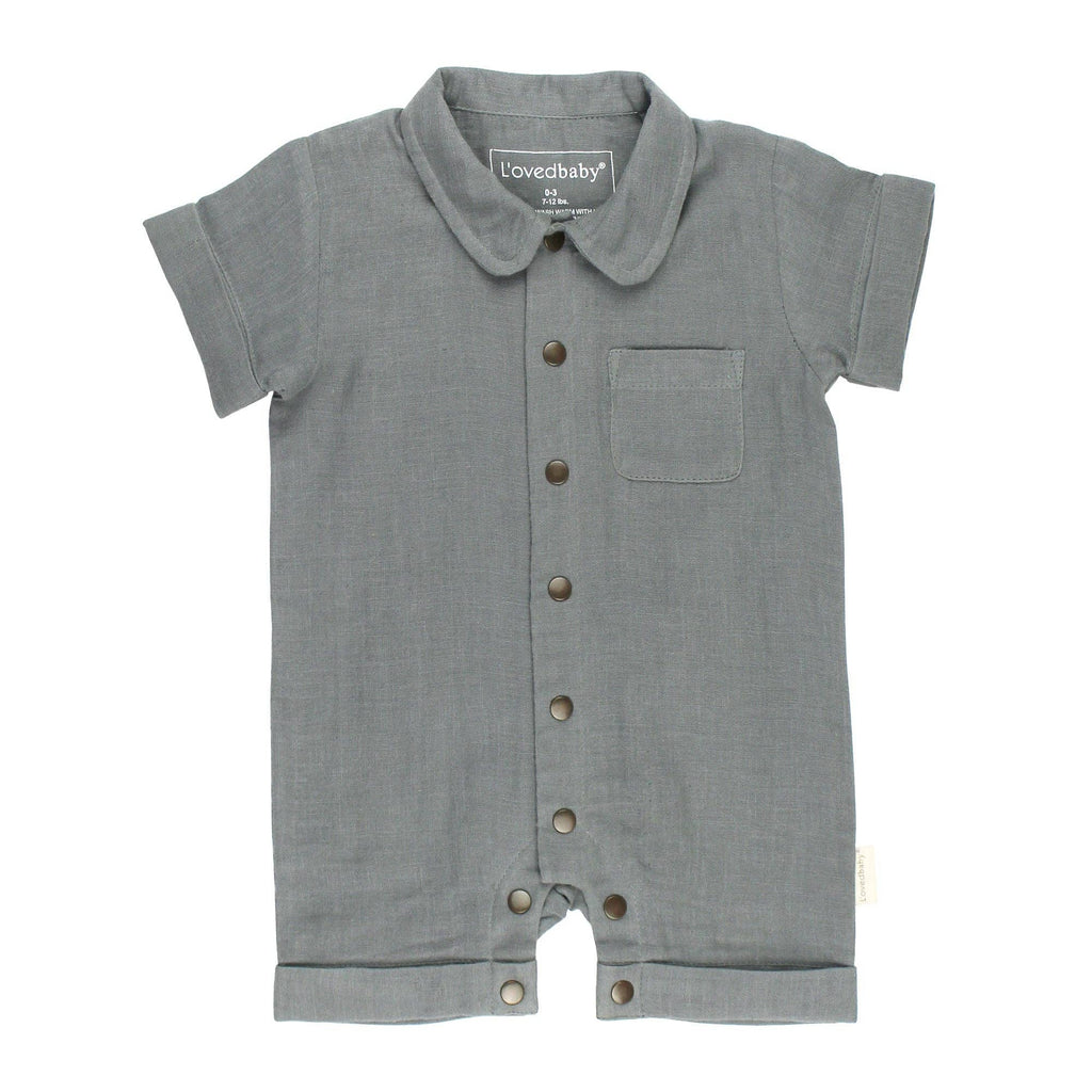 Baby Organic Muslin Mechanic Jumpsuit |  Moonstone