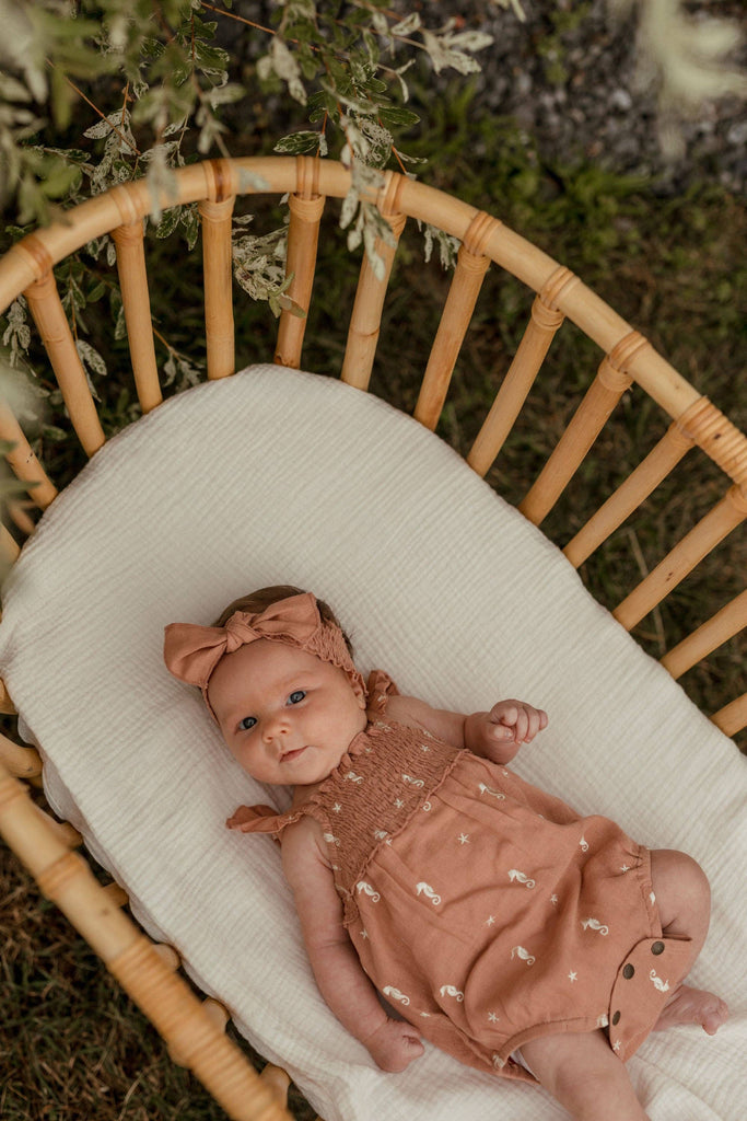 Baby Organic Muslin Sleeveless Bodysuit | Brown Seahorse