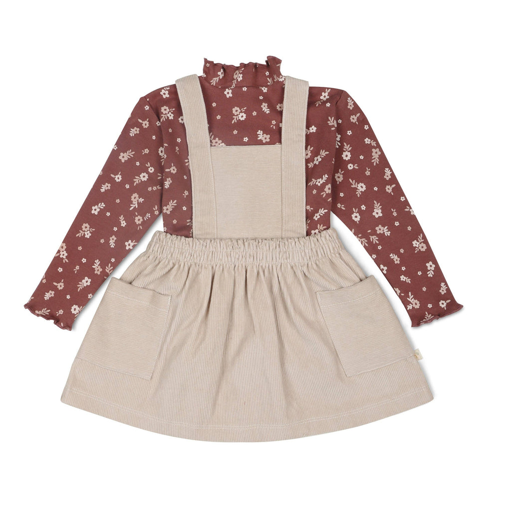 Organic Corduroy Pinafore Dress & Top Set | Oat