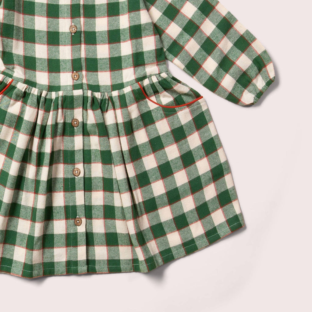 Fern Green Check Comfy Pocket Dress | Fern Green Check