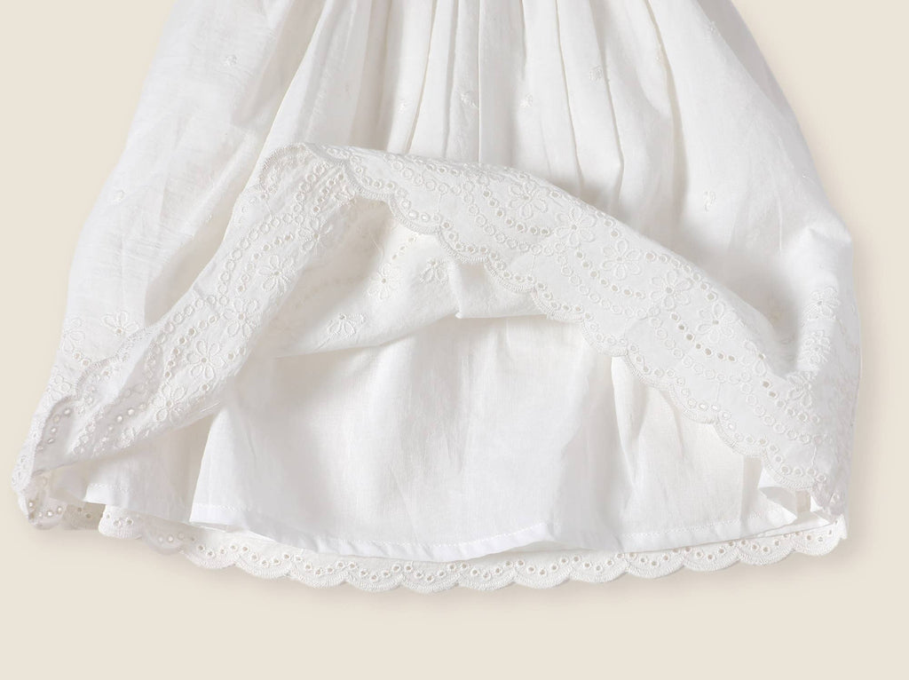 Camille Schiffli Smocked Off-White Baby Dress + Bloomer