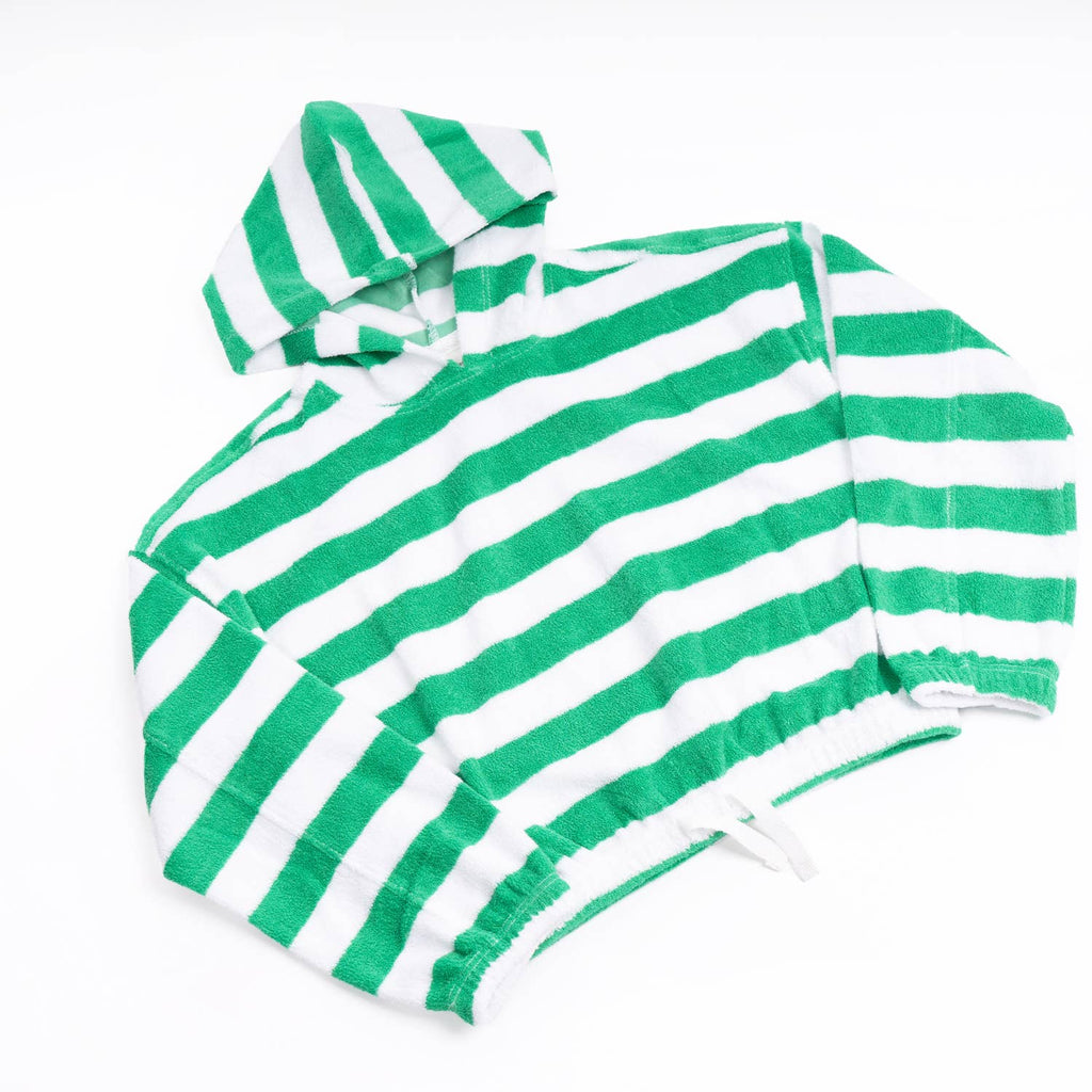 Kids Stripe Terry Hoodie | Green