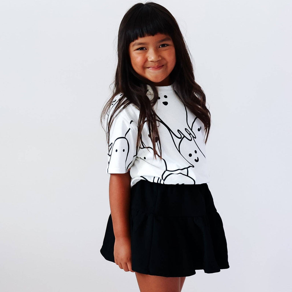 Baby and Kids T-Shirt With Ghosts All Over | White