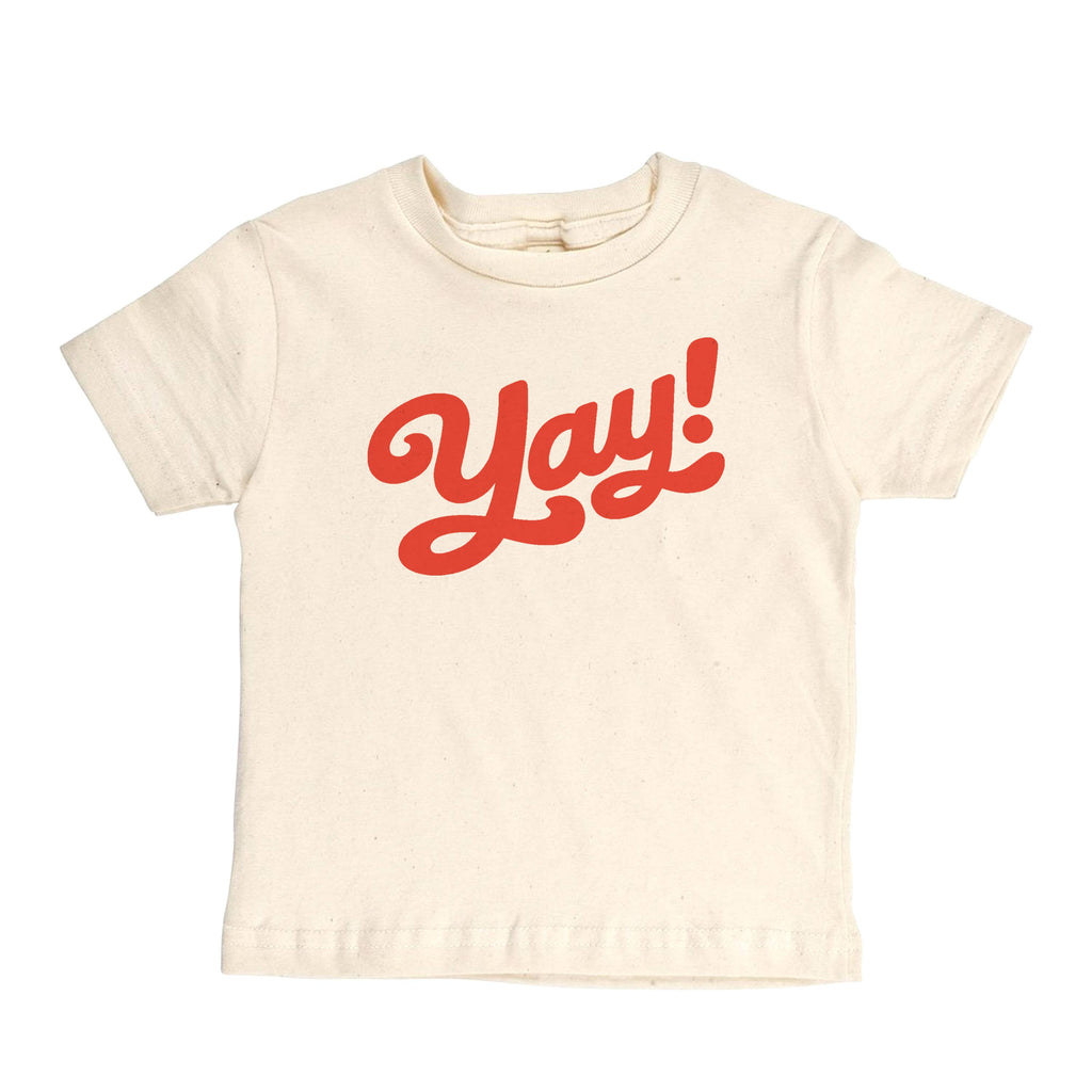 Yay! T-Shirt | Natural w/ Coral Red