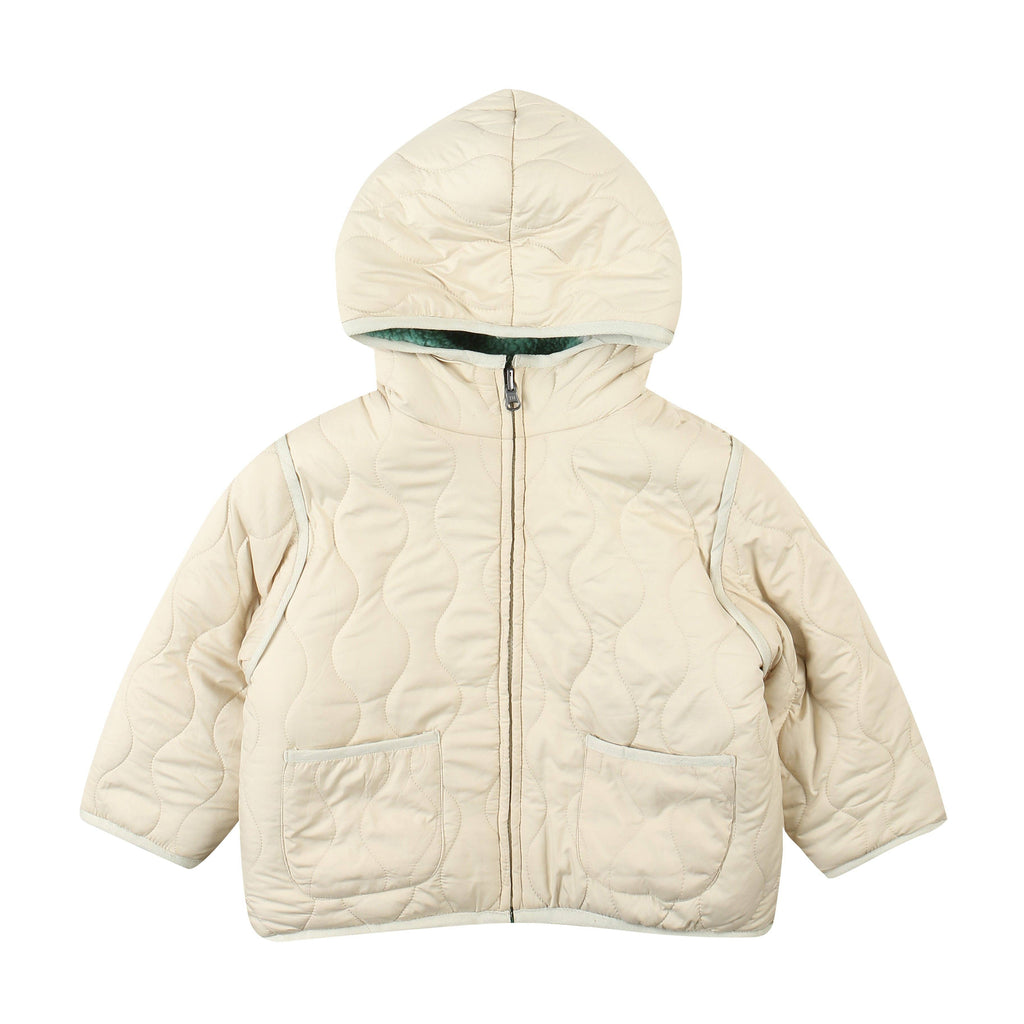 Quilt & Teddy Reversible Jacket | Green/Beige