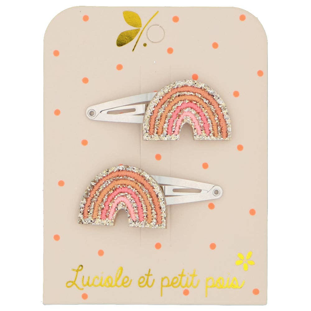 Pink rainbow hair clips