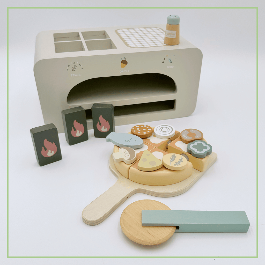 Wooden Pizza Oven Set Pretend Play