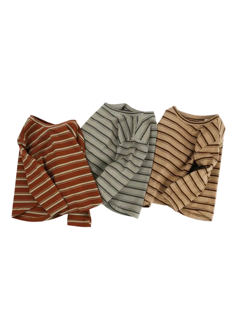 Toddlers and Kids Striped Long Sleeve T-Shirt | Fawn and Coffee