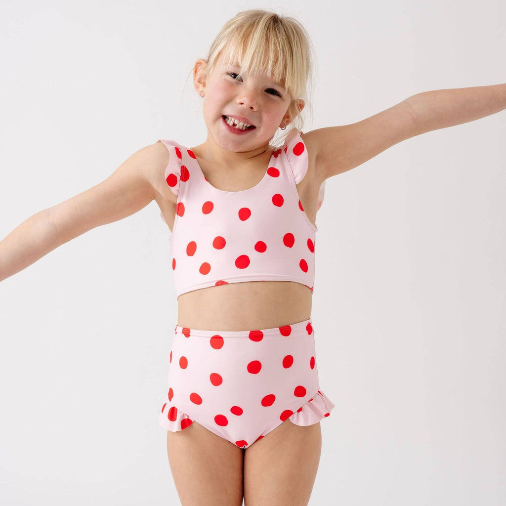 Girls Two-Piece Swim Set | Blush Dot