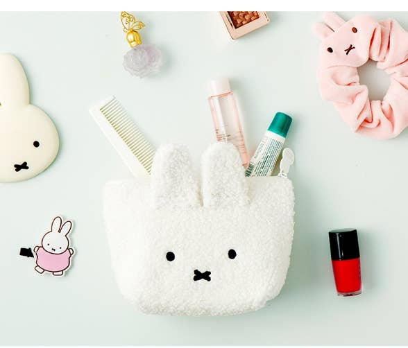 Miffy Face Fuzzy Cozy Multi Pouch | White