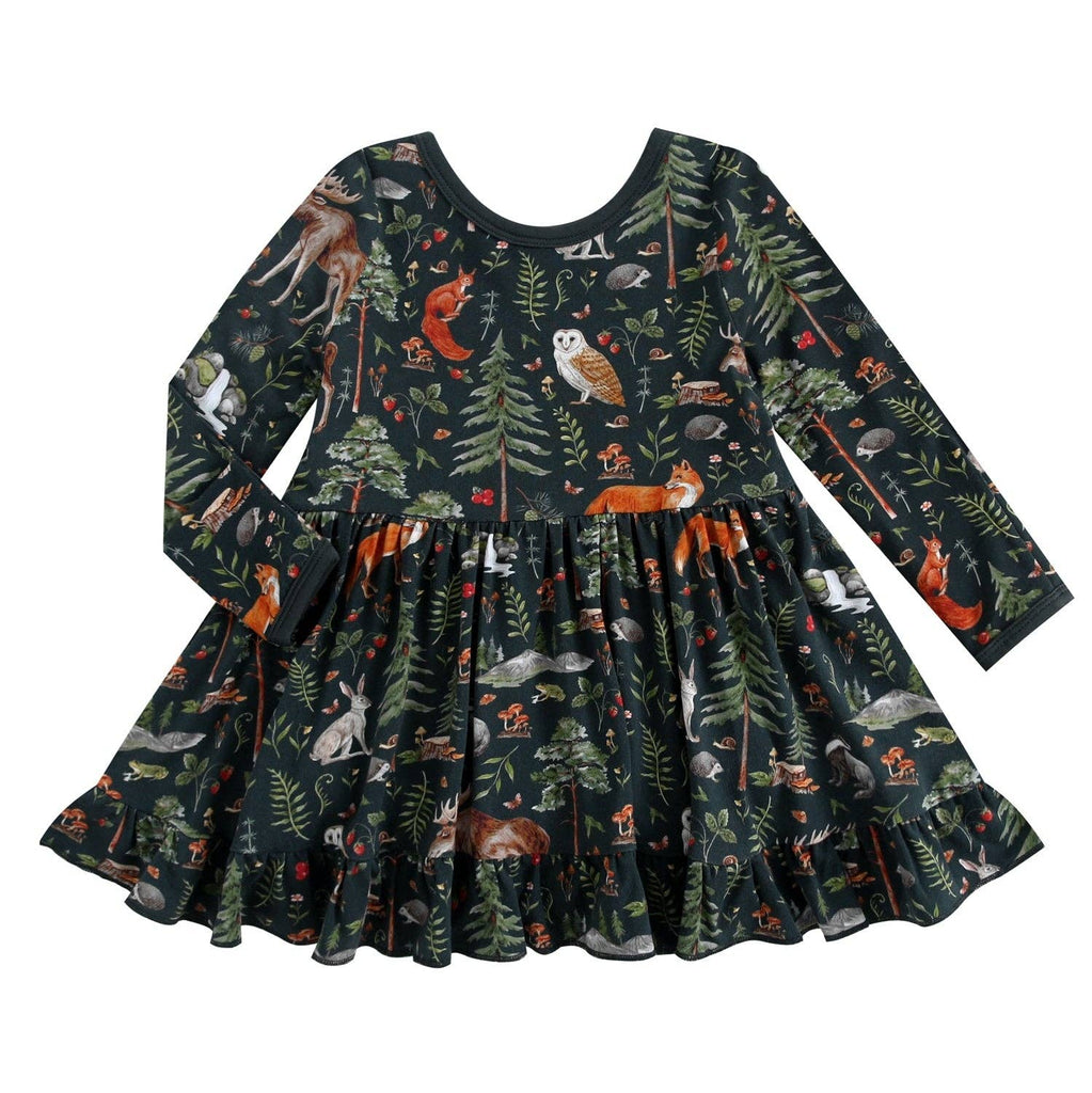 Baby Long Sleeve Bodysuit Twirl Dress | Black