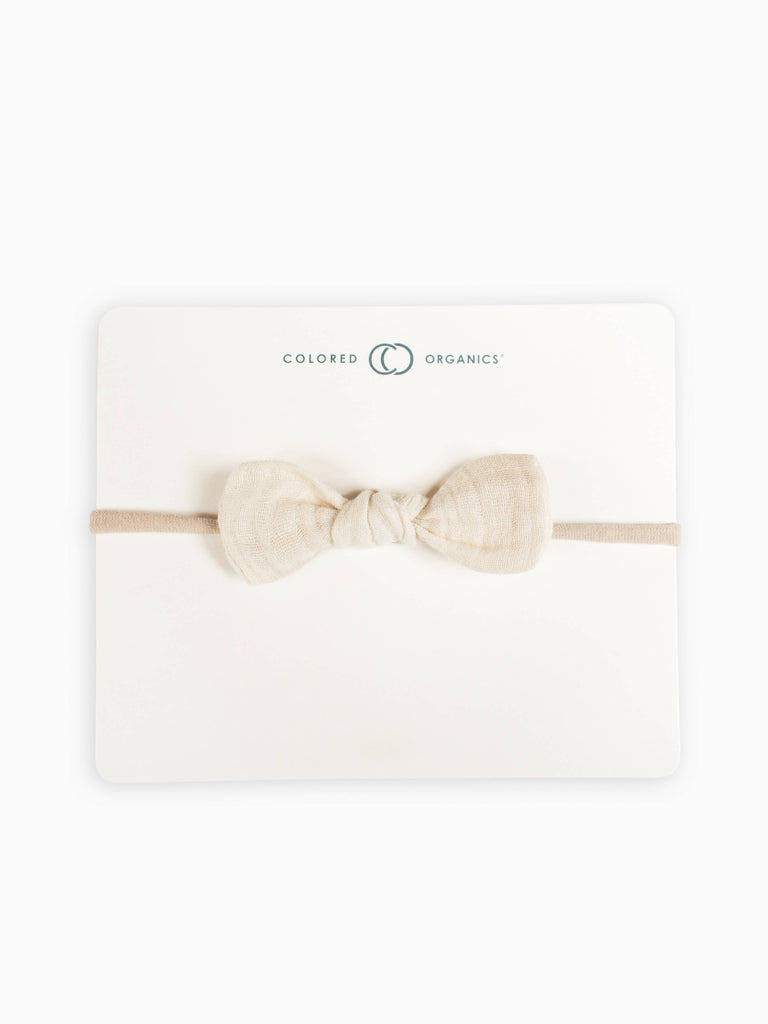 Organic Baby Dainty Bow Headband - Natural