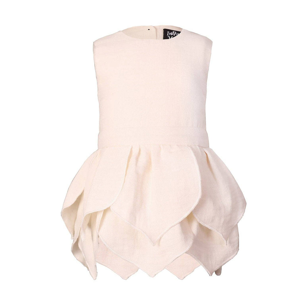 Baby and Toddler Dress with Flower Petals Skirt | Cream