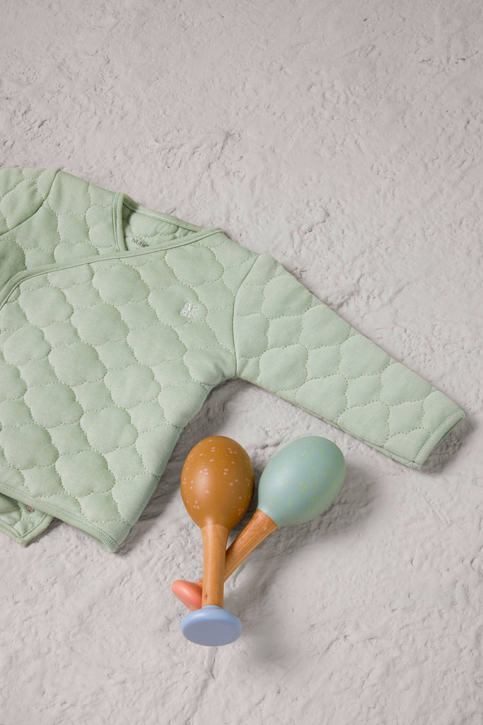 Baby Monogram Embroidered Quilt Cardigan | Green