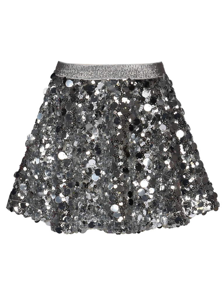 Girls Sequin Skater Skirt | Silver