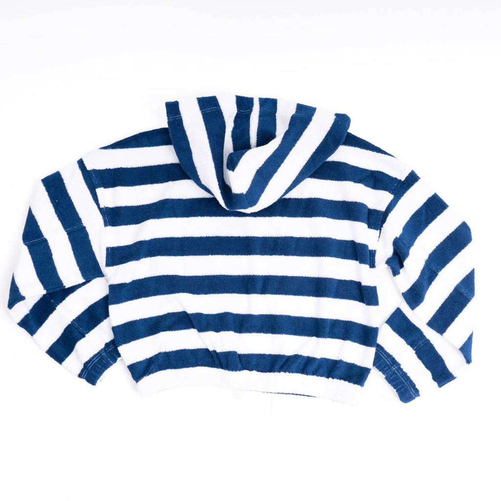Kids Stripe Terry Hoodie | Blue