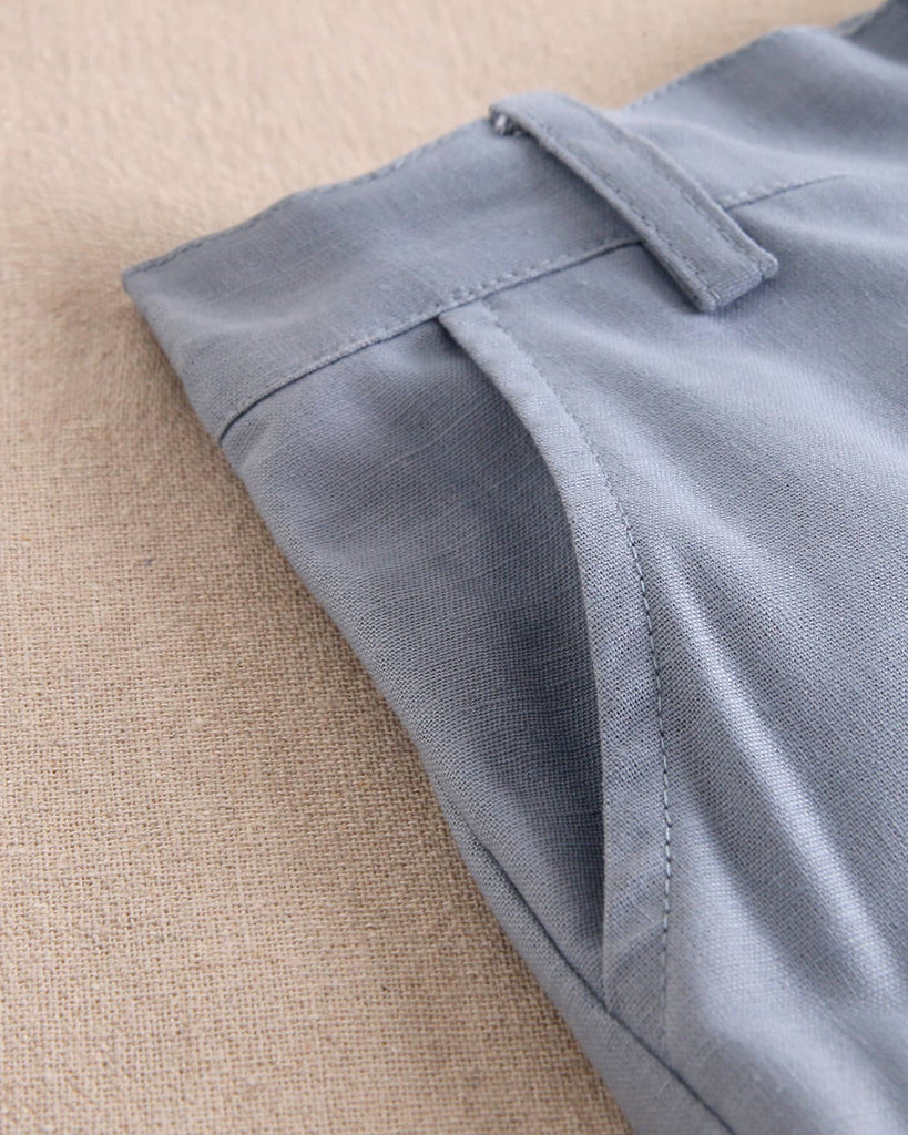 Boys Linen Bermuda Shorts | Dark Pastel Blue